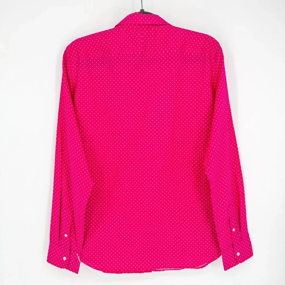 Lauren Ralph Lauren Black Label Long Sleeve Button-Up Pink w/Polka Dot Women XL - Picture 5 of 6
